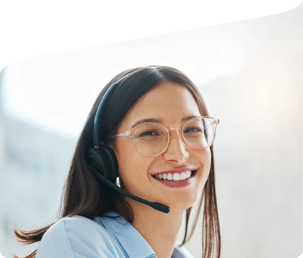 Smiling customer support specialist.