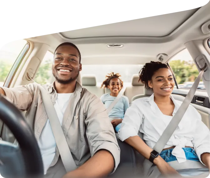 Family driving in a car.